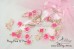 Petite Satin flowers with leaves - 3cm -  Pack of 12